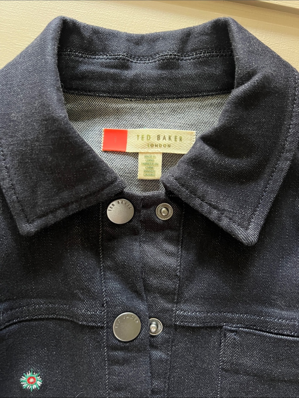 Preppy Ted Baker Embroidered Navy Belted Trench Coat/Dress - Picture 2 of 4